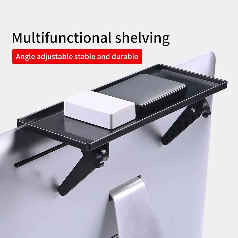 Monitor Shelf TV Screen Top Storage Rack Adjustable Computer Monitor Metallic Shelf Desktop Display Rack Organizer