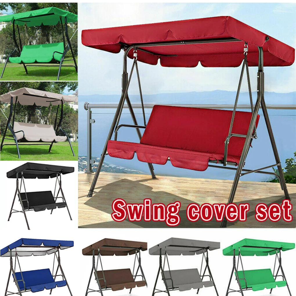 2PCS 210D Coating Uv-Resistant Waterproof Garden Chairs Patio Swing Cover Set Swing Canopy Seat Top Awning 190*132*15cm outdoor awnings