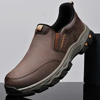 Men's casual leather shoes 2025 new men's shoes slip cover loafers PU rubber wear-resistant men's shoes