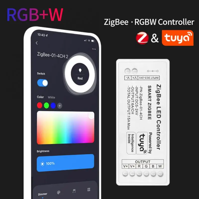 TUYA Zigbee 15A Smart Led Controller DC 5-24V Phone APP Voice Control Fo Single Color CCT RGBW RGBWW LED Lamp Tape Dimmer 