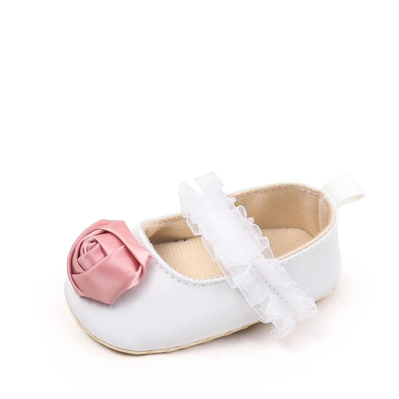 0-18Months Newborn Infant Baby Girls Mary Jane Shoes Princess Shoes Cute Lace Rose Design Soft Non-Slip First Walking