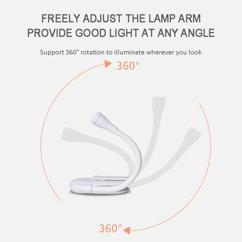 1-2Pcs Portable LED Book Lights USB Rechargeable Eye Protection Night Light Mini 360&deg;Clip-On Desk Reading Lamp Travel Bedroom led light night light mini night light book light mini led light led desk lamp desk lamp