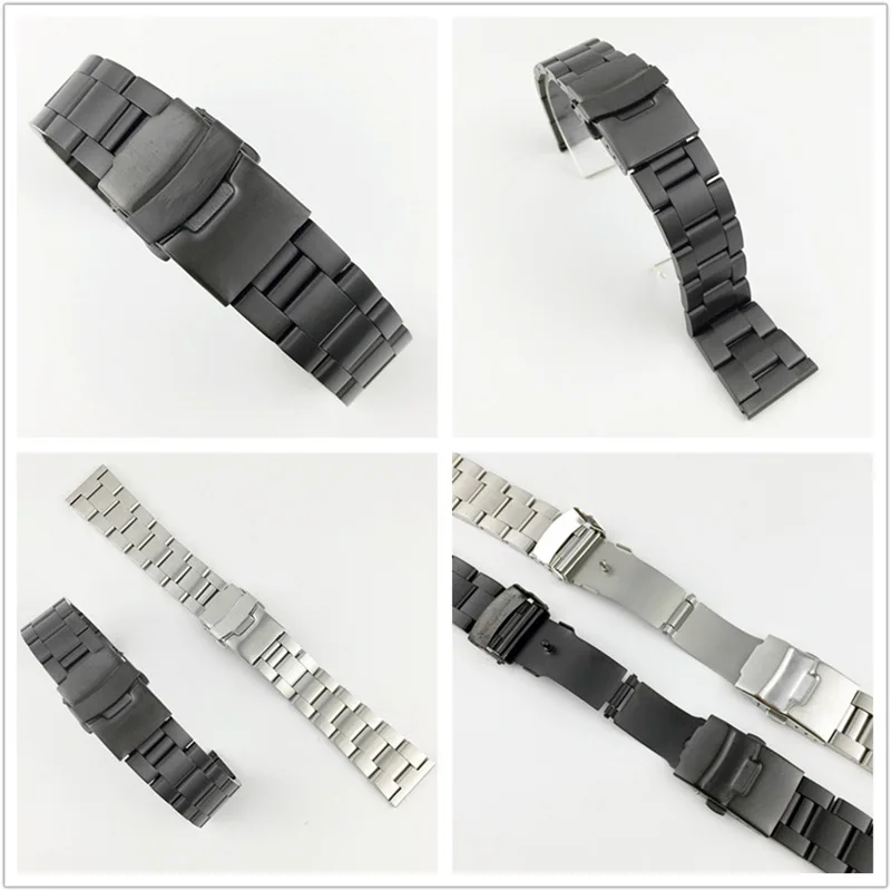 Premium Stainless Steel Diving Watch Band with Double Lock Buckle - Adjustable Metal Bracelet in Multiple Sizes
