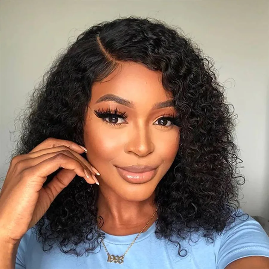 

13x4 Curly Bob Wig Lace Front Human Hair Wigs Deep Curly Short Bob Wig Lace Frontal Glueless Wig Ready To Wear Pre Plucked