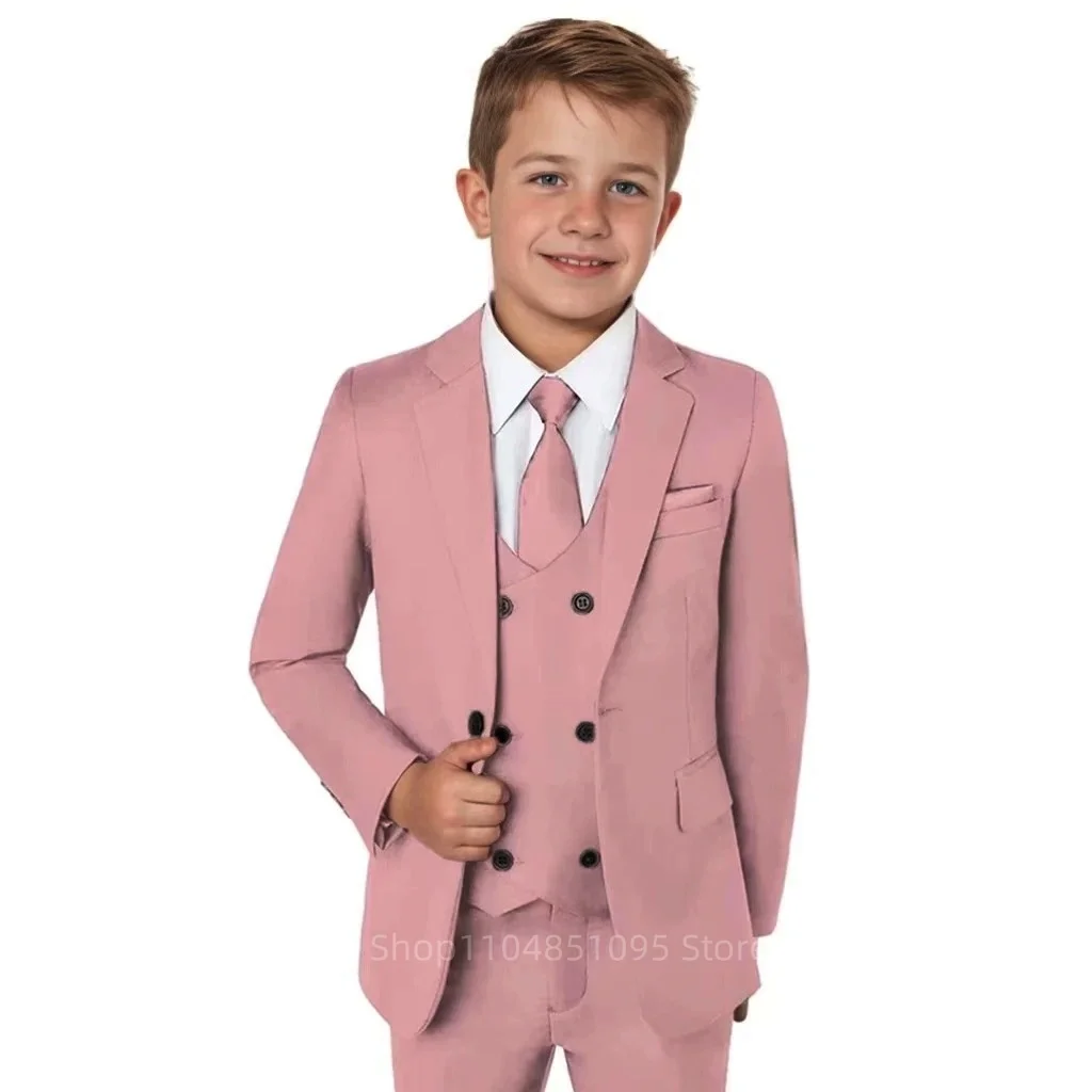 3 Piece Gray Boys Suit Fashion Design Jacket Pants Vest - Kids Tuxedo for Wedding Graduation Stage Performance Formal Outfit