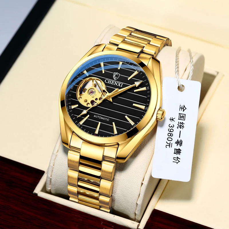 CHENXI 8806 Reloj Hombre Watch Man Fashion Sport Clock Stainless Steel Automatic Mechanical Wristwatches Men Skeleton Watches