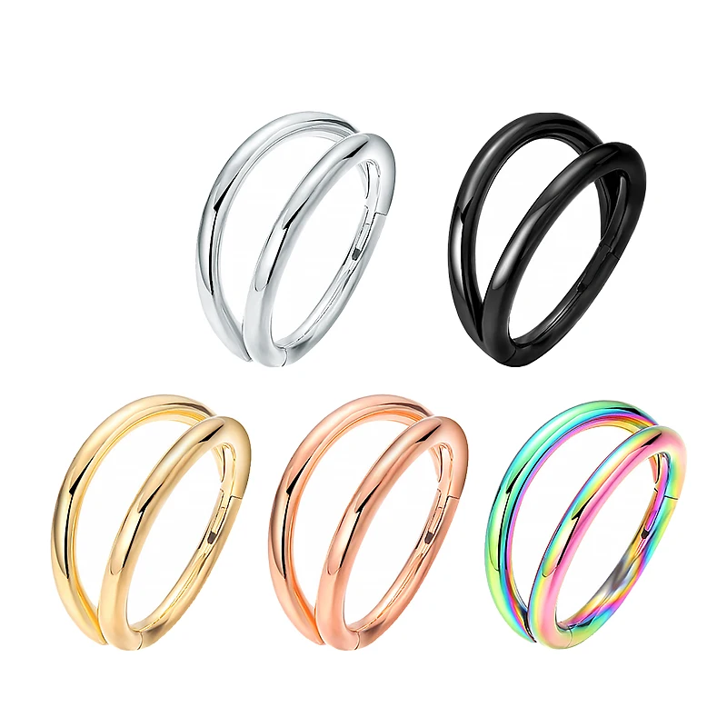 Nose Rings Hoops Double Septum Rings Cartilage Hoop Earring Piercing Nariz Open Stacked Hoop Nose for Women and Men