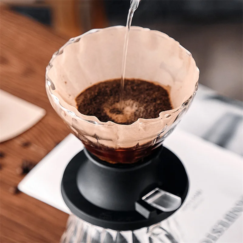 Glass Coffee Dripper Wooden stand Clever Coffee Filter Engine Style Coffee  Drip Filter Cup Portable Reusable
