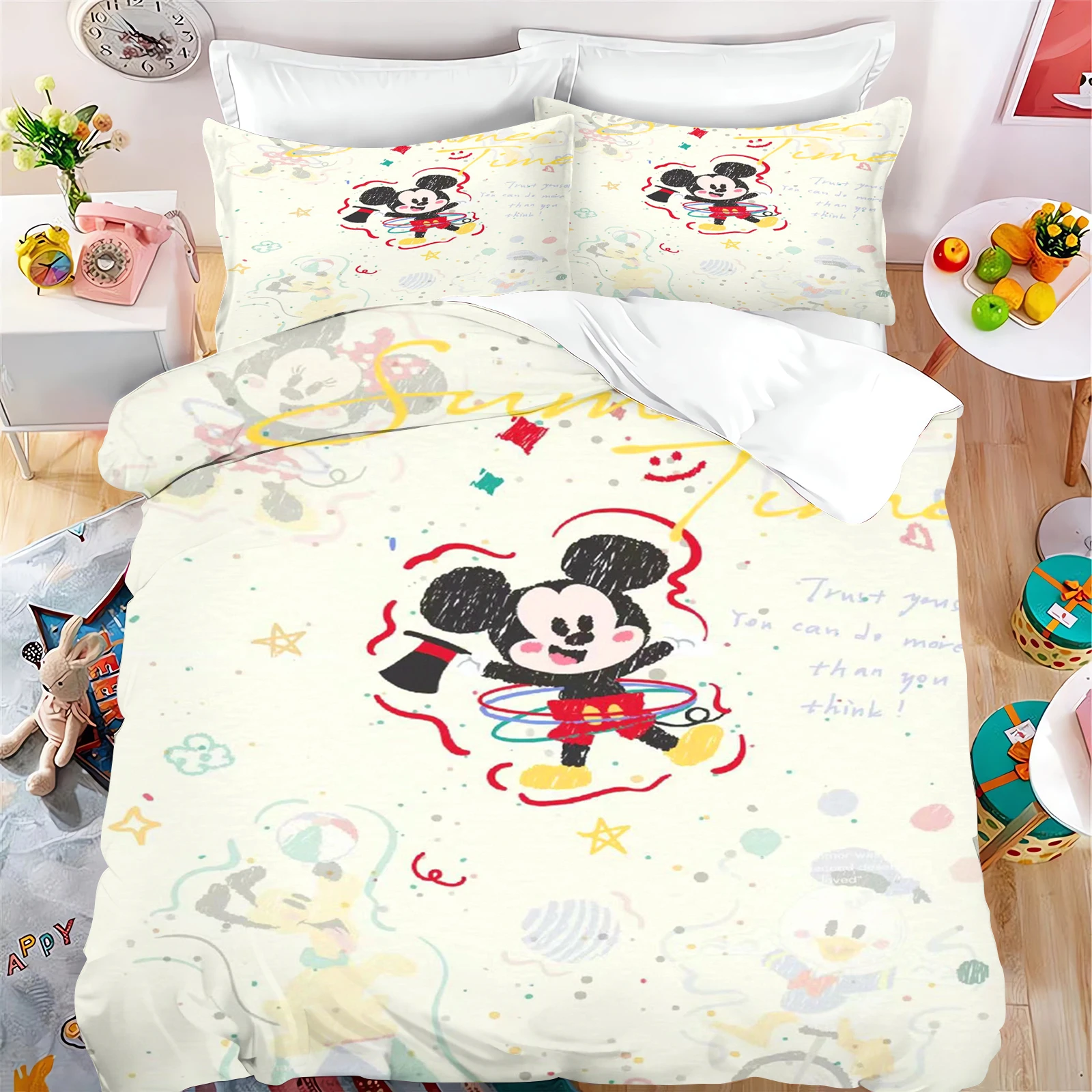 Mickey-Mouse-Duvet-Cover-Cartoon-3-Piece-Set-Children-Disney-Cute ...
