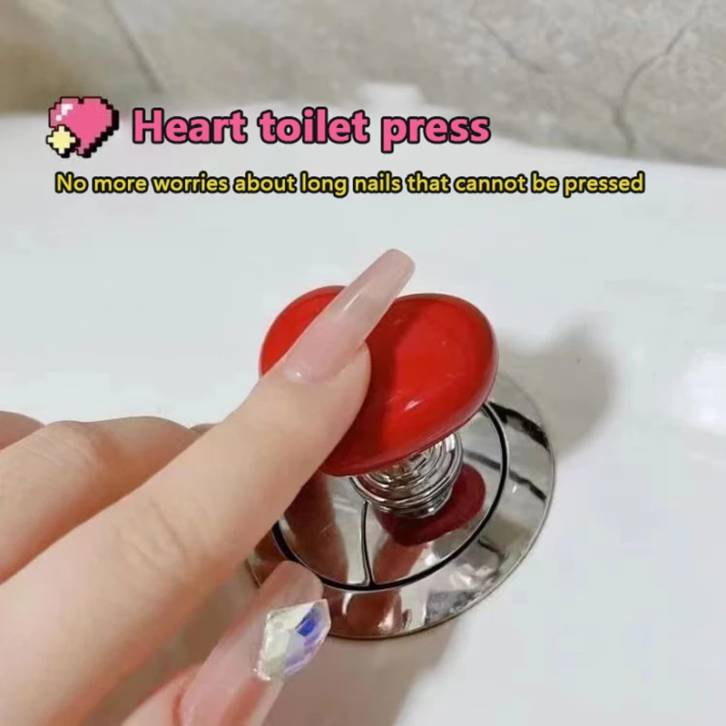 1/2/3 Pcs Toilet Press Button Heart Shaped Press Tank Push Switch Toilet Bathing Room Decor Water Press Flush Button