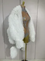 Sexy Stage Sparkly Rhinestone Mesh See Through Crystal Bodysuits Women Luxury Birthday Dancer Nightclub Bar Performance Outfit - Image 4