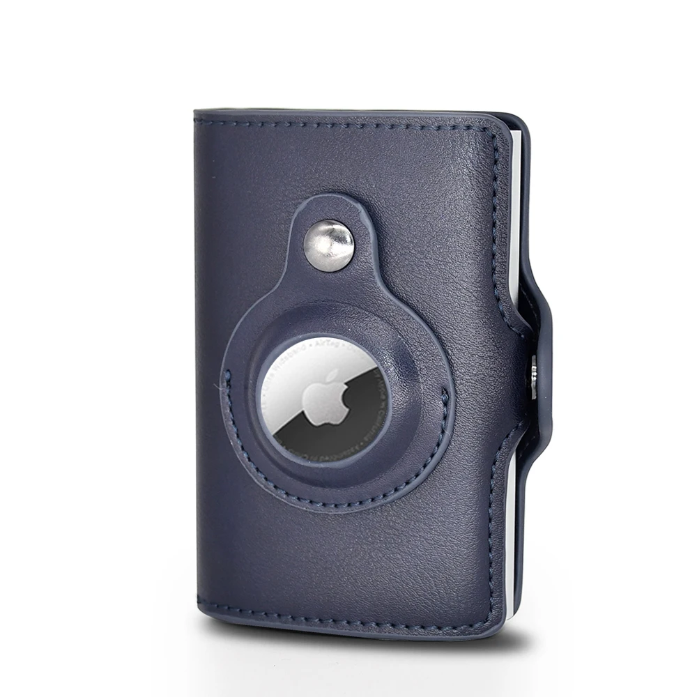 2022 Small Leather Slim Wallets Mini Wallets For Airtag Air Tag Rfid Card Holder Men Wallets Money Bag Male Black Short Purse