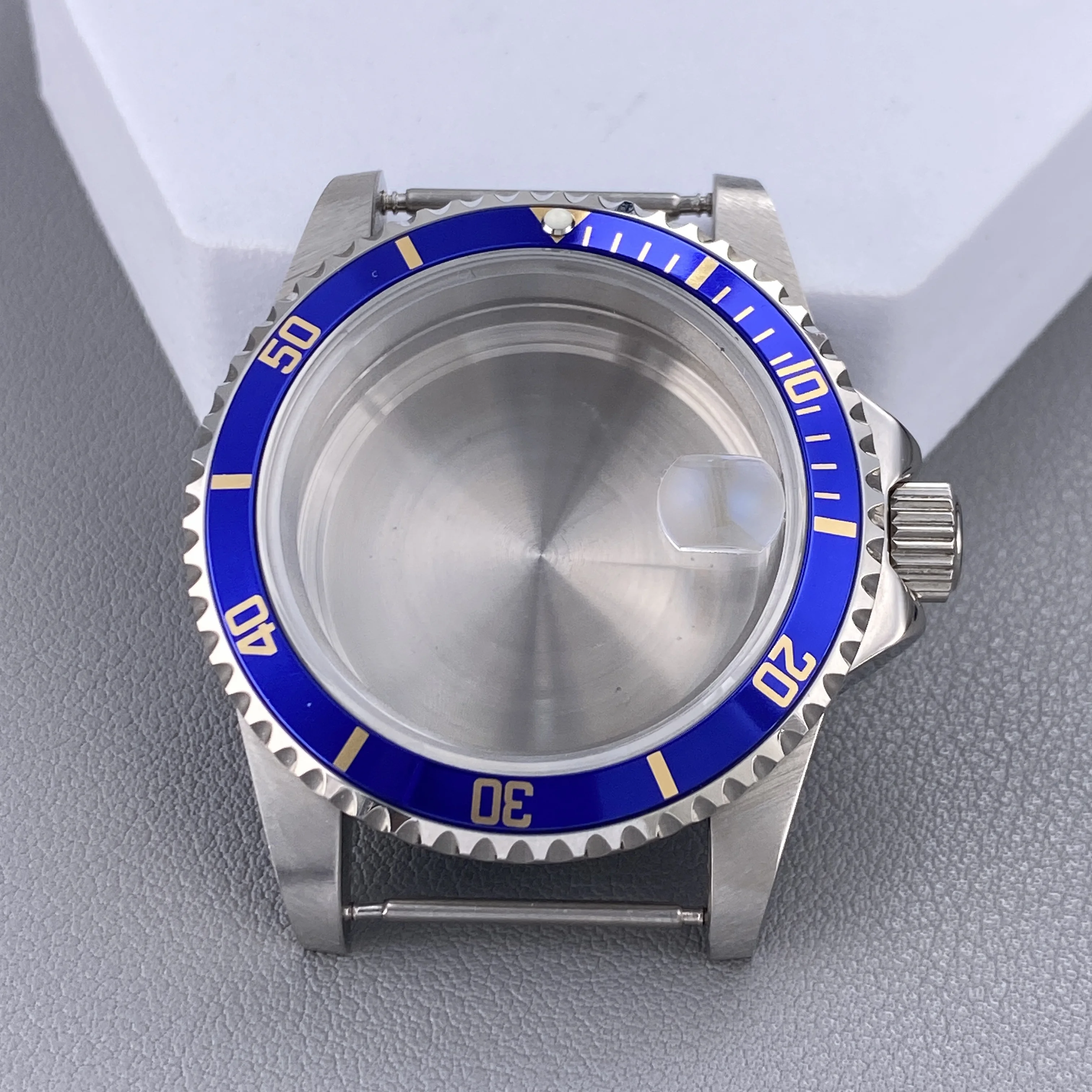 Vintage 39.5MM GMT/SUB Watch Case with 120-Click Bezel & Sapphire Glass