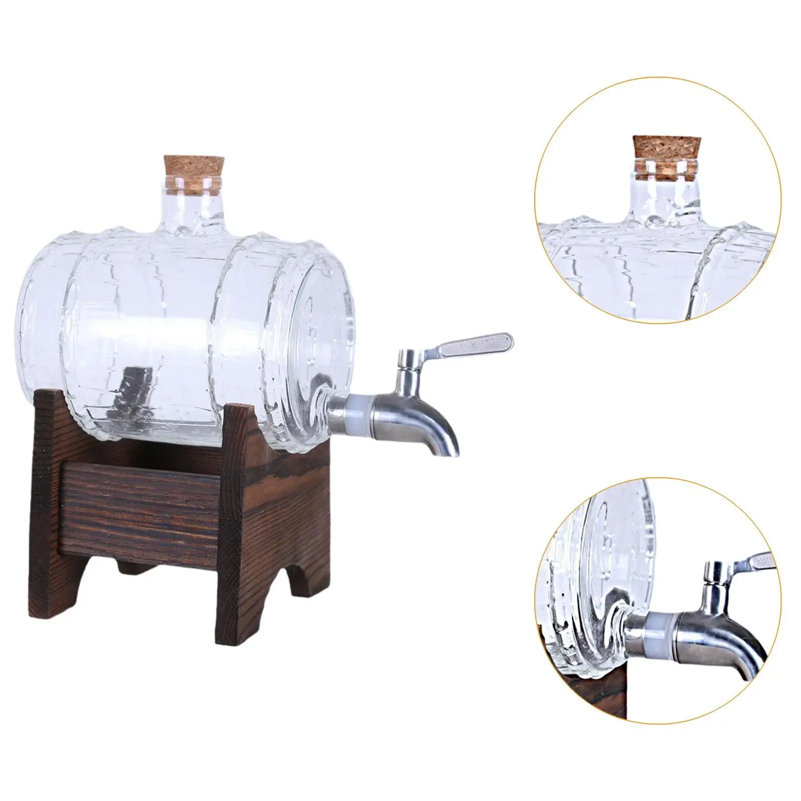 Glass Barrel Storage Container Commercial Beverage Dispenser for Bar Home RV