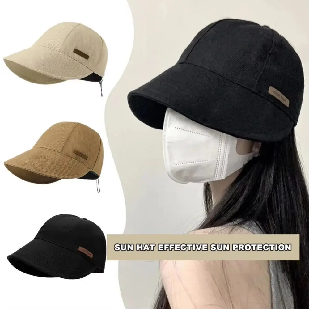 한국 스타일 와이드 브림 버킷 캡 조절 가능한 자외선 차단 비치 낚시 모자 여행용 접이식 여성 여름 모자 태양 보호 용품