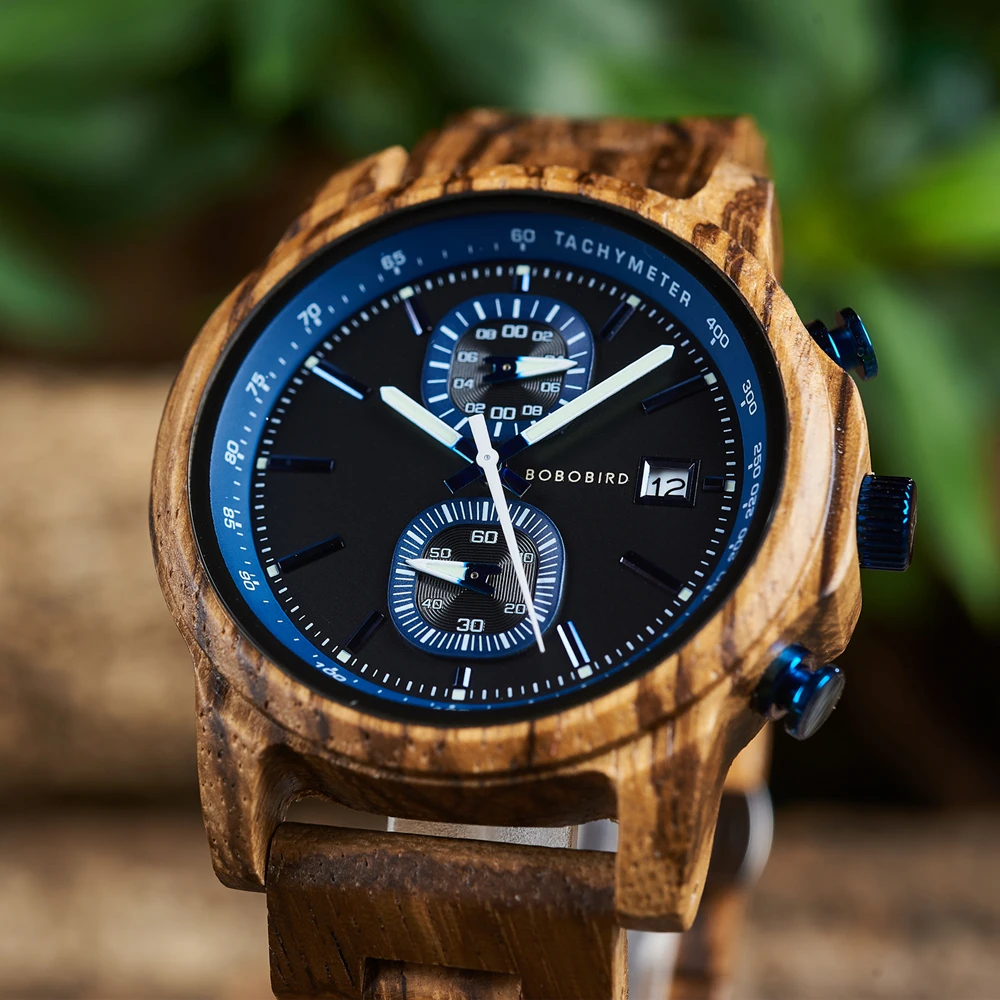 Men's Watches BOBO BIRD Wooden Men's Quartz Watch for Men Multifunctional Dials Wristwatch Support OEM Custom Logo Dropshipping