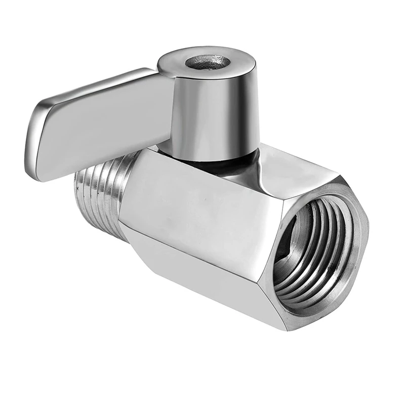 Shower Head Shut Off Valve, 304 Stainless Steel Mini Ball Valve NPT Thread(1/2Inch Male X 1/2Inch Female)