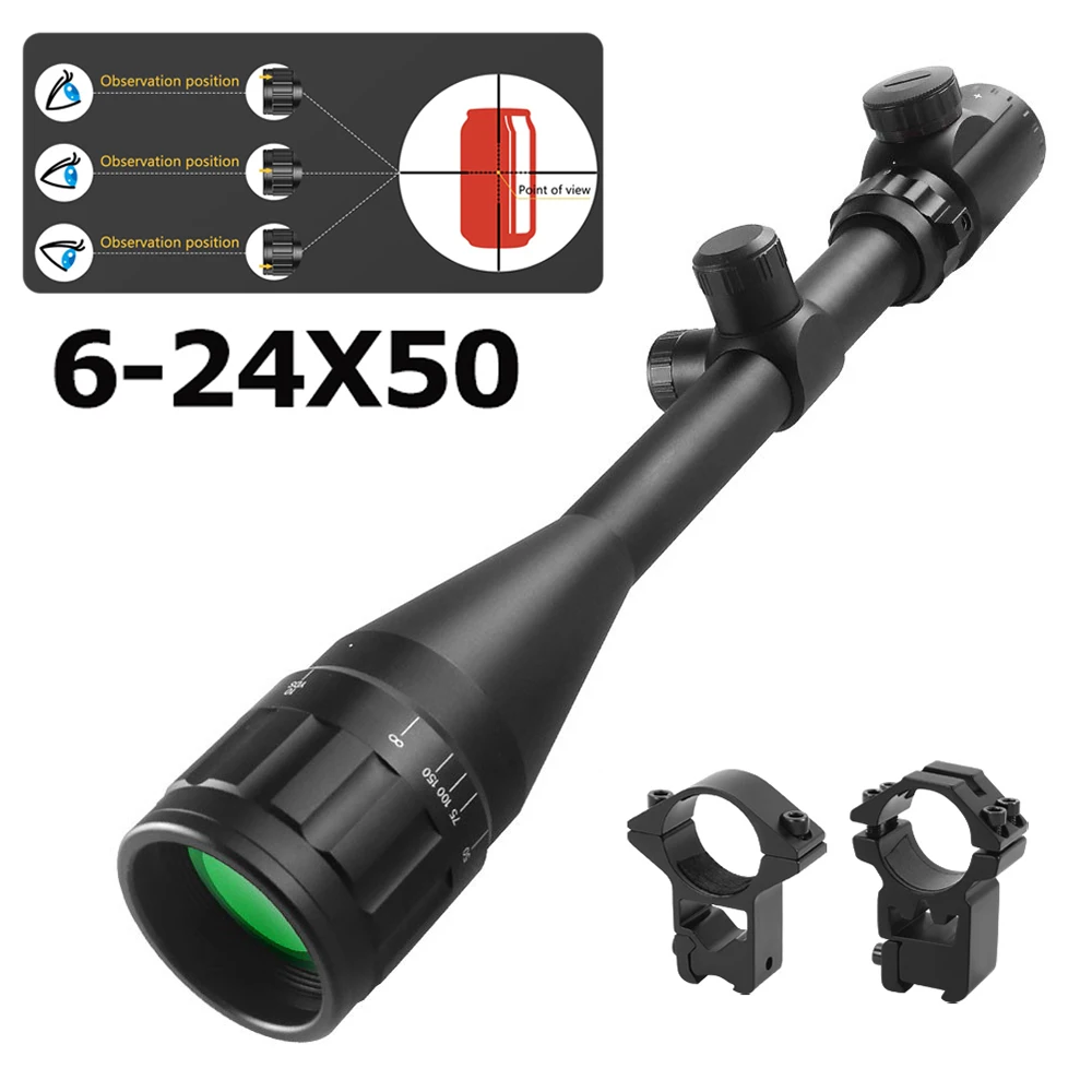 624x50HuntingRifleScopeParallaxAdjustingRedandGreen