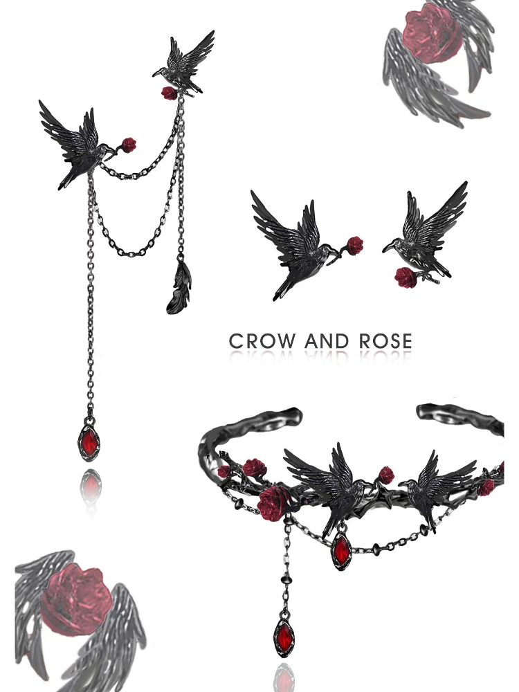 MASW Original Design Hot Cool Style Black Crow Red Flower Bracelets For Women Girl Gift 2025 Trend New Fashion Accessories 3