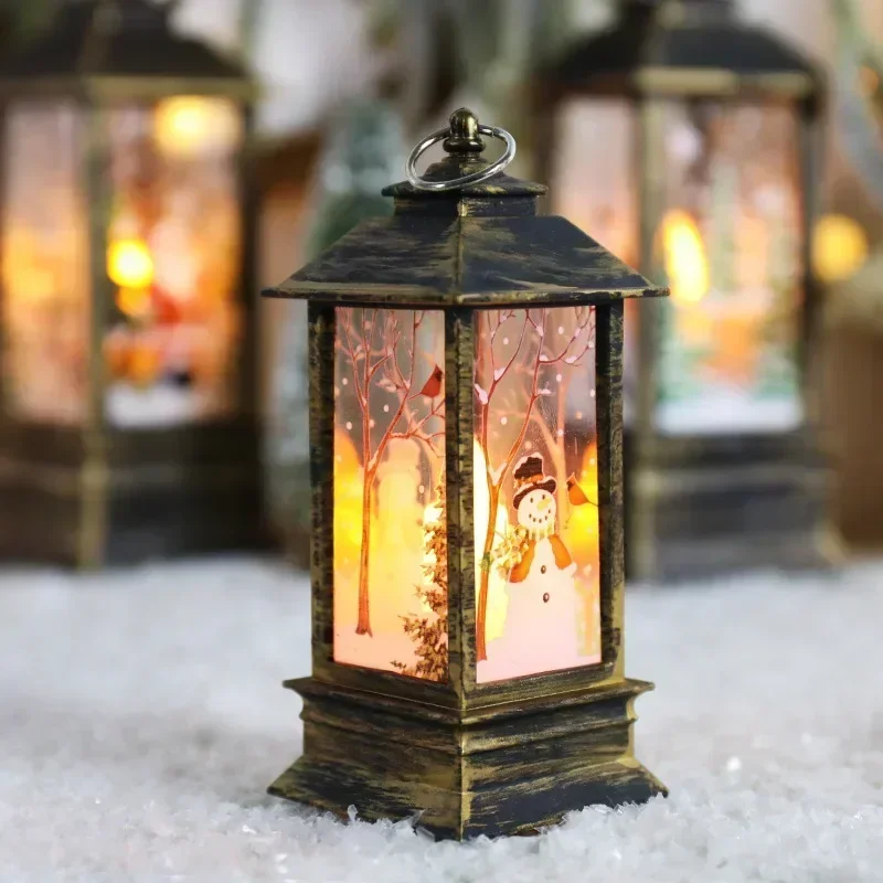 New Christmas Wind Lamp Candle Table Lamp Small Night Lamp Elderly Snowman Christmas Decoration Small Night Desktop Decorat