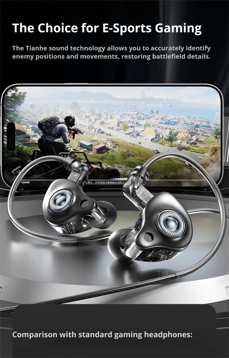 Écouteurs intra-auriculaires EARDECO HIFI 3,5 mm et USB-C avec câble détachable, pour le jeu et le sport, avec basses surround 9D._voghion.com