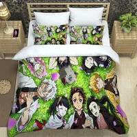 Demon Slayer bedding set soft bed cover pillowcase singledouble Japanese manga Children and adolescents sheet set 1