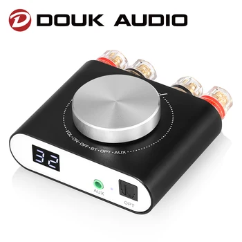 Douk Audio 가정용 스피커용 미니 디지털 AUX/광학 증폭기, 블루투스 5.0 수신기, HiFi 클래스 D 파워 앰프, Q10