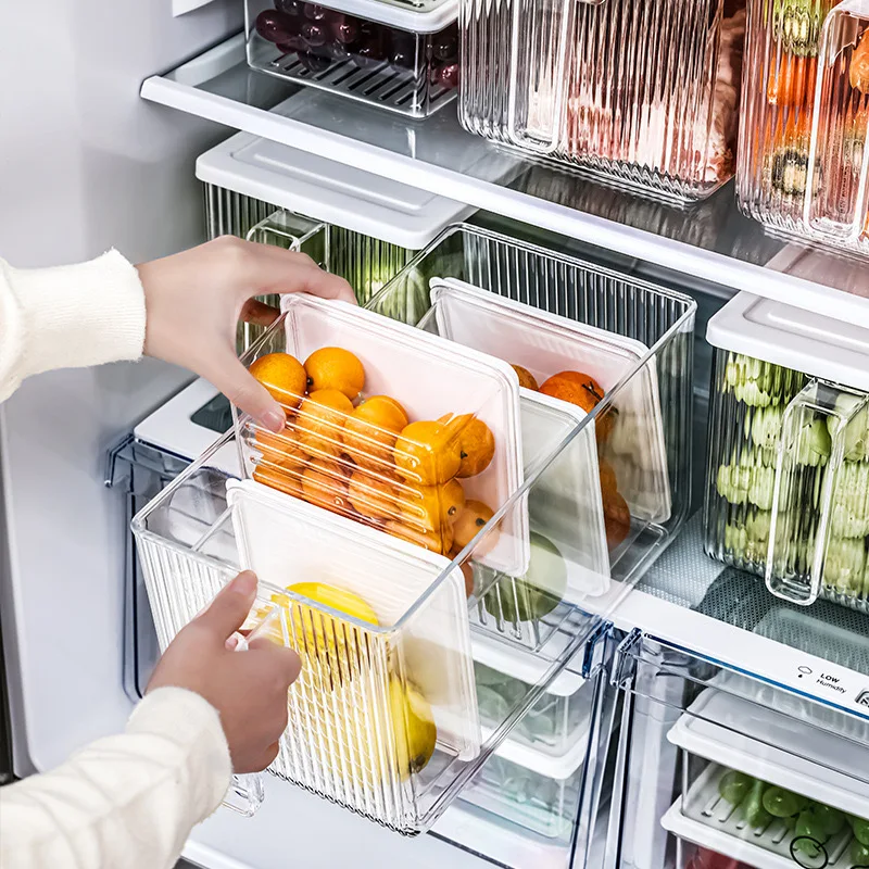 

Crisper Box Refrigerator Organizer Box Fridge Side Door Storage Containers Plastic Translucent Kitchen Fruit Spice Food Box