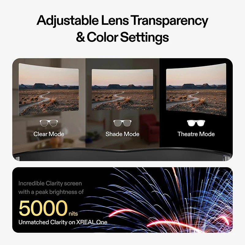 Xreal One AR Smart Glasses 3840X1080 Native 3DoF X1 Chip 50&deg; FOV Ultra Large Viewing Angle Non Translation Glasses
