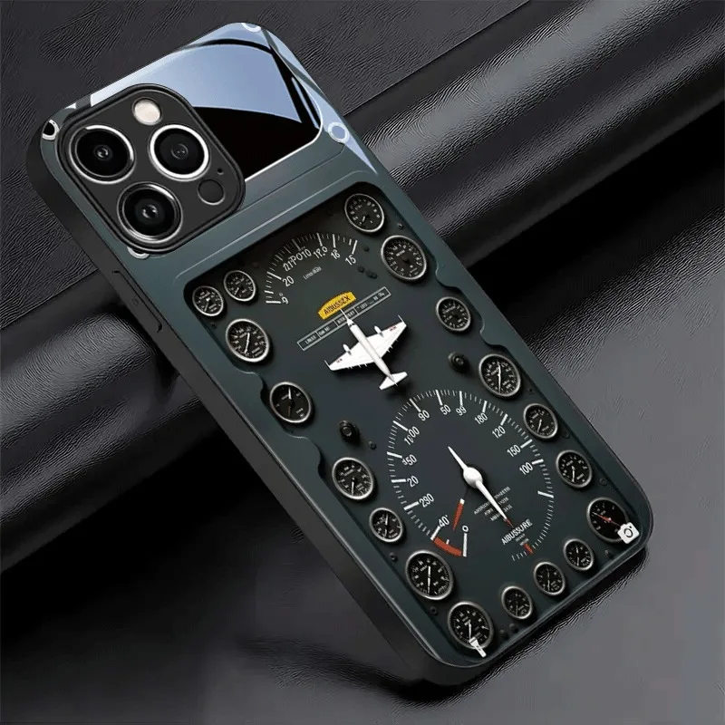 Vintage Aviation Element Glass Phone Case - Durable Silicone Design
