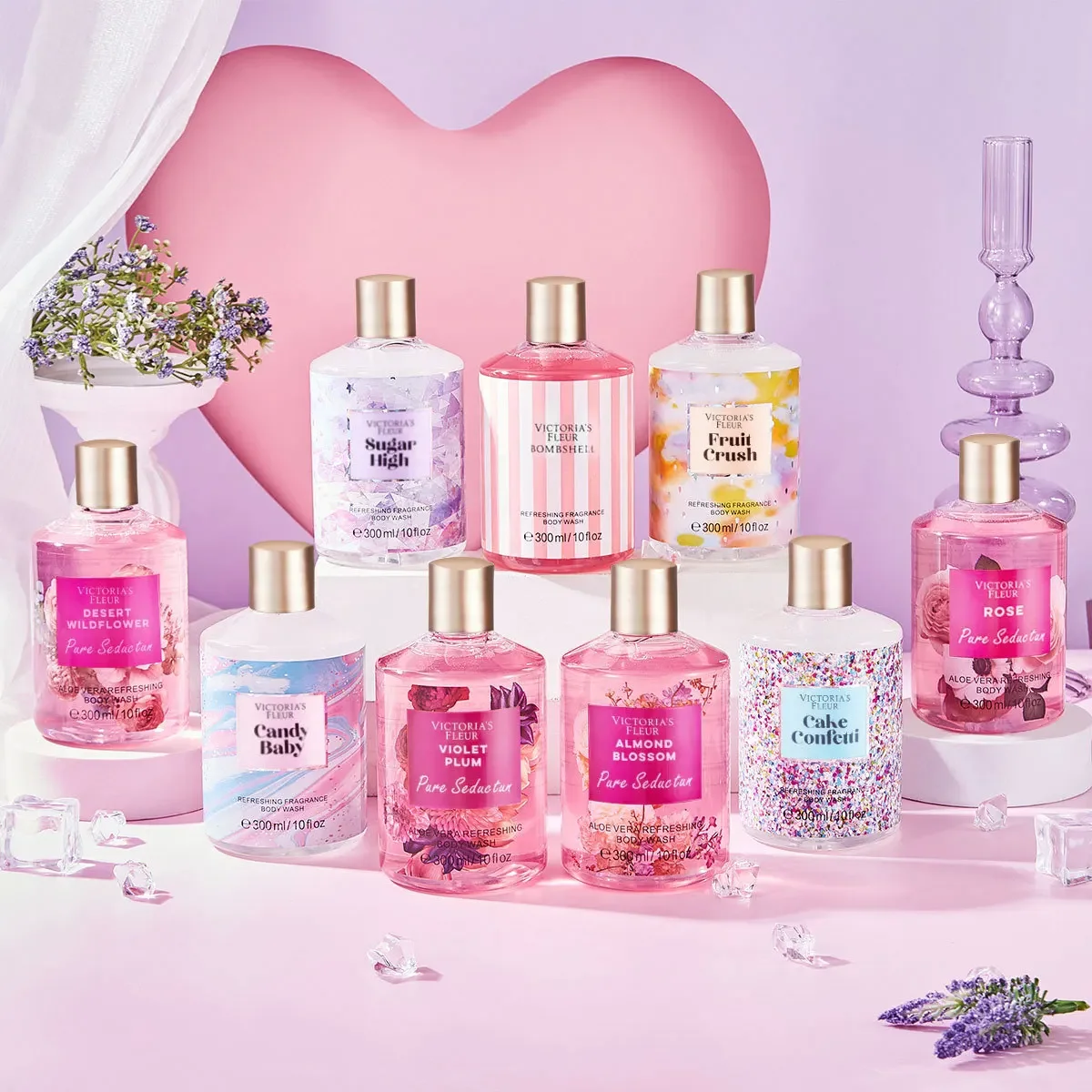 Victoria fragrance shower gel lasting fragrance secret language of love Moisturizing&oil controlling deep cleaning