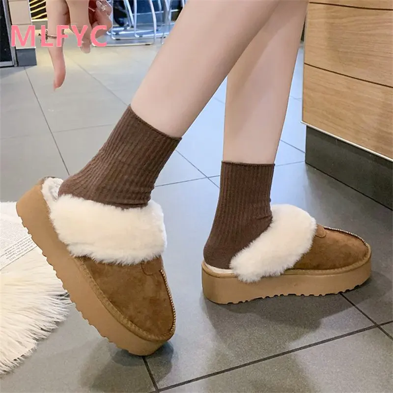 Women's slippers wear new plush thick soled snow shoes in the winter of 2023 Baotou semi slippers Home cotton slippers