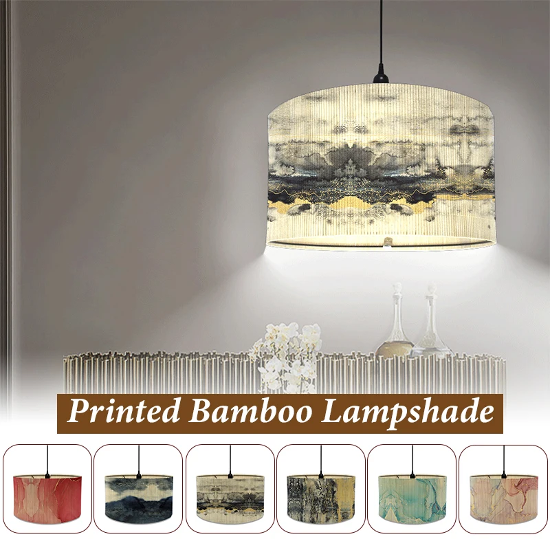 

Home Hotel Homestay Bamboo Lampshade Watercolor Abstract Room Decor Art Light Shade Japanese Style Retro Chandelier Crafts
