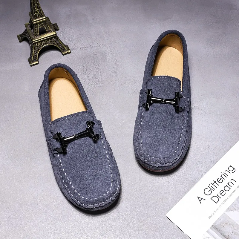 Kids Children's Loafers For Boys Girls Shoes Moccasins Suede Children Flats Casual Boat Wedding Leather Shoes Autumn