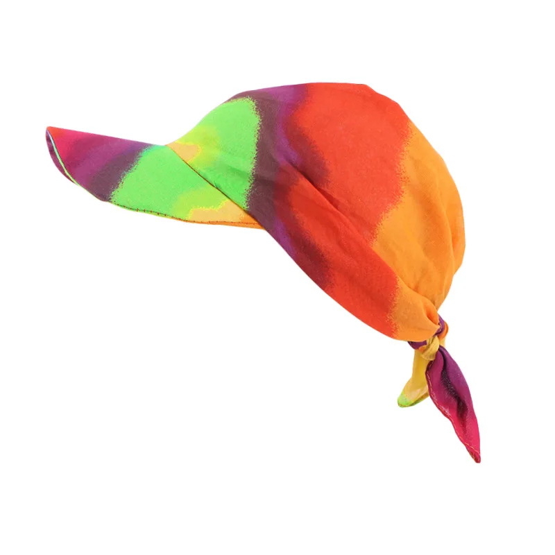Sun Hats Womens Head Scarf Visor Hat Printed Headband Wide Brim Summer Beach UV Protection Female Baseball Cap