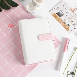 Vintage - Style Leather Refillable Notebook and Notepad Cover Binder (A6 white)