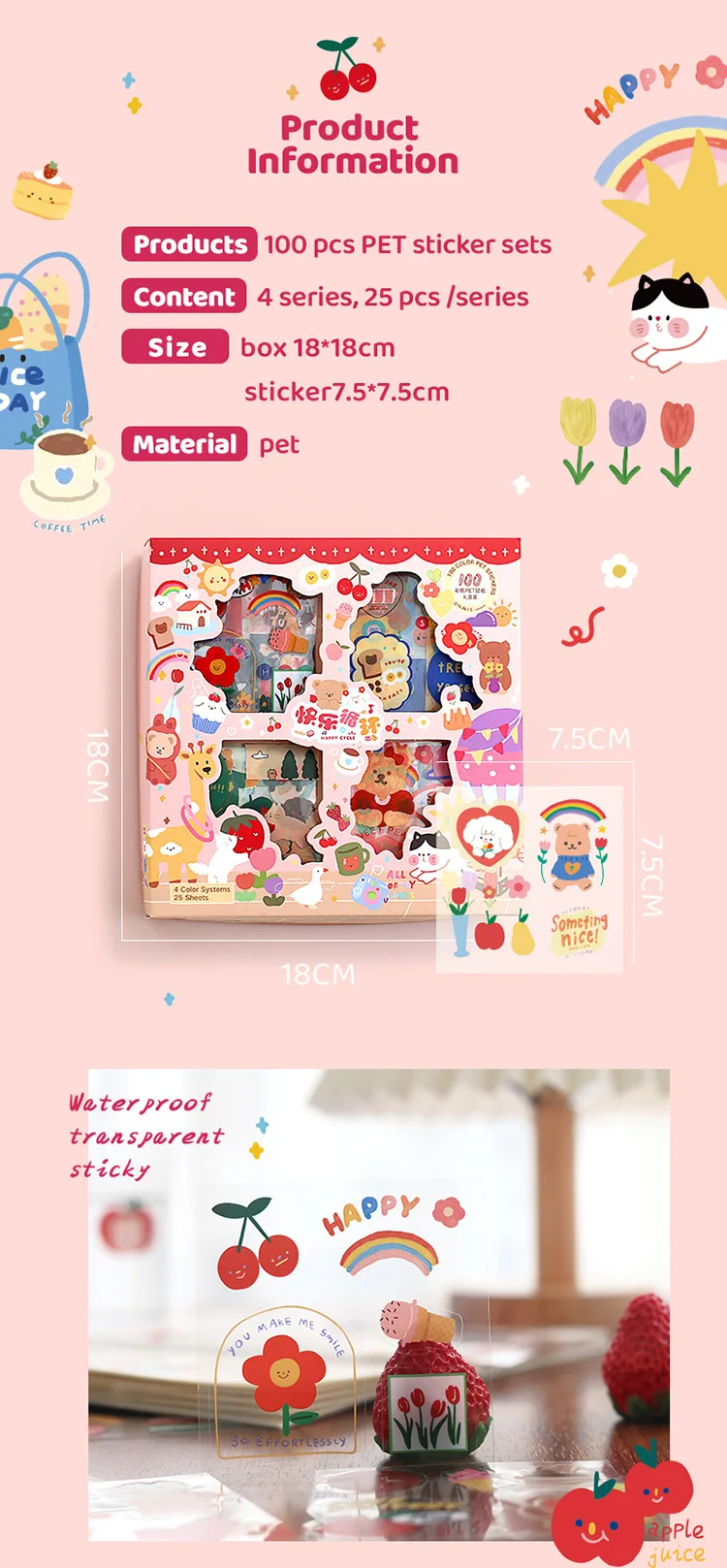 Simno 100 Sheets Flowers Mushroom Stickers Retro Literary Decorative Sticker Set Stationery Wholesale