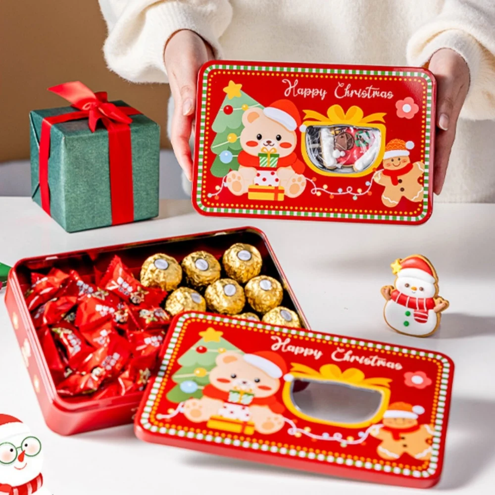 Metall Quadratische Weihnachten Süßigkeiten Box Große Weißblech Geschenk Boxen Keks Snack Lagerung Box Kinder Weihnachten Neujahr Weihnachten Party – Detail 4