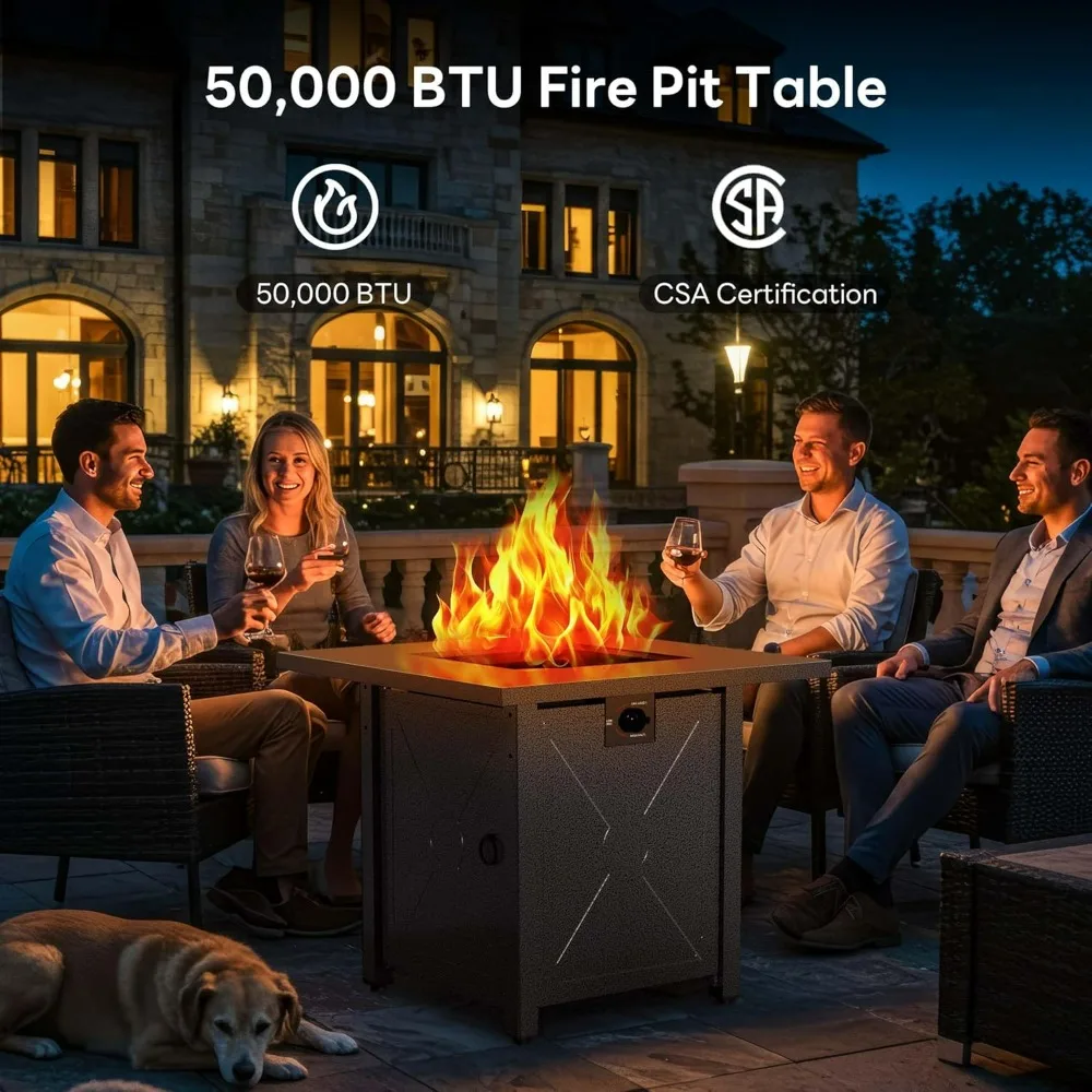 28" Square Propane Fire Pit Table – 50,000 BTU 2