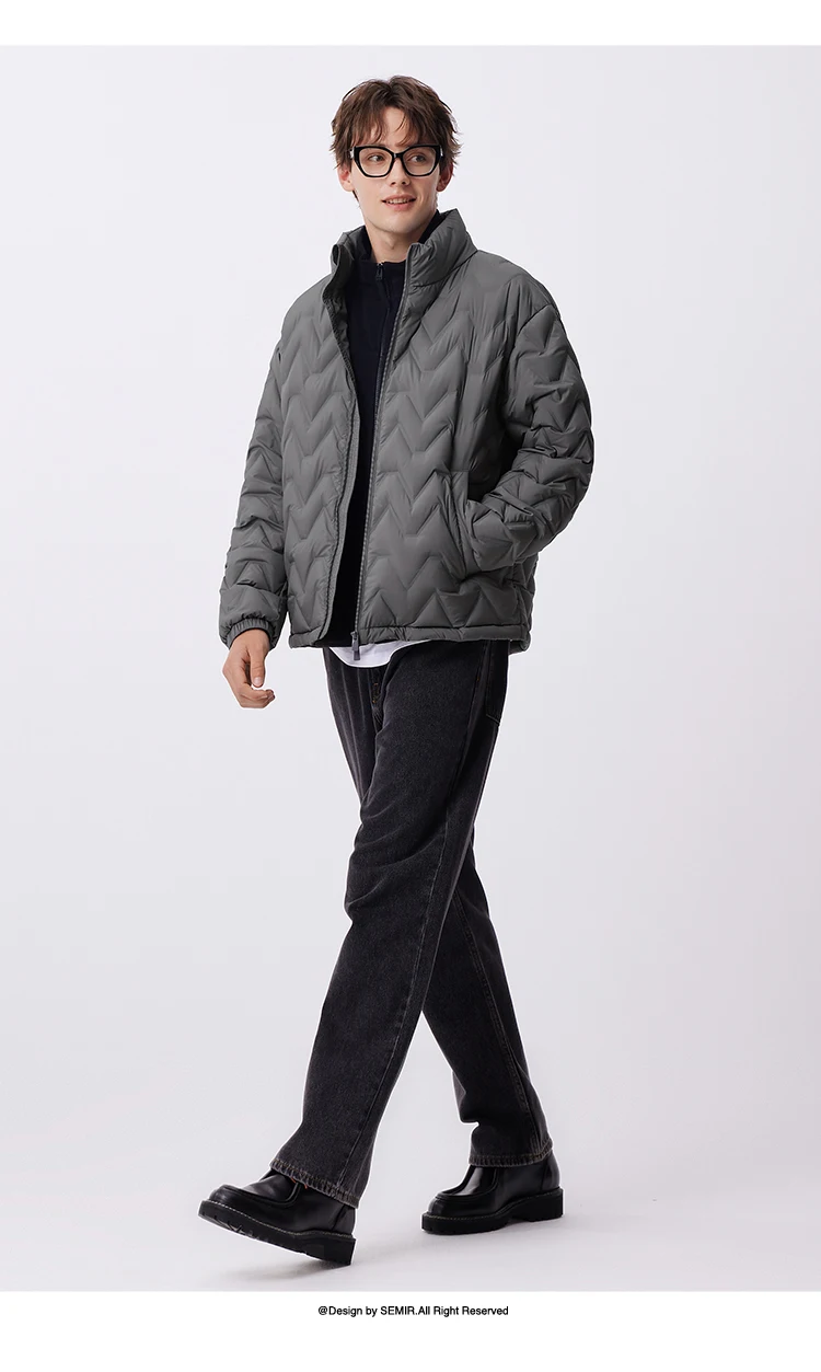Chaqueta de plumón para hombre, impermeable, cálida, de cuello, para uso diario, nueva, de invierno, versátil, de color sencillo.