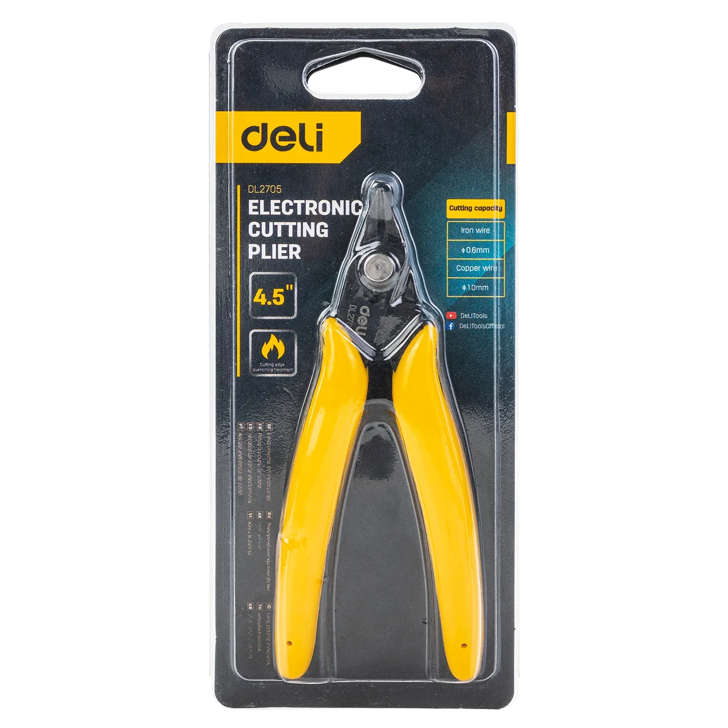Deli 4.5inch Non-slip Handle Wire Cutting Tools Plastic Cutting Nippers Multi Function Electrician Repairing Pliers Hand Tool 5