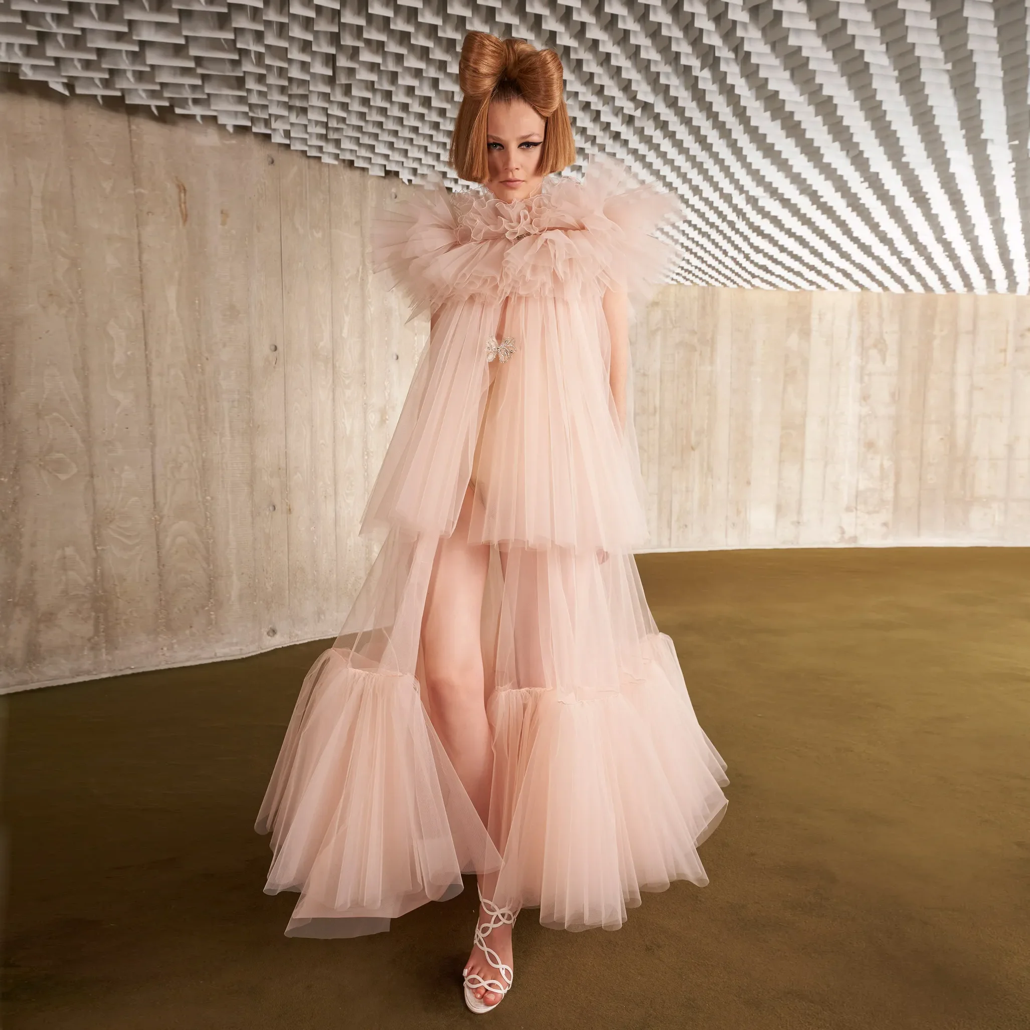 

Pink Tulle Prom Party Dresses Ruffles Tiered Tulle Puffy Vest 2023 Spring Special Occasion Maternity Gowns Robes