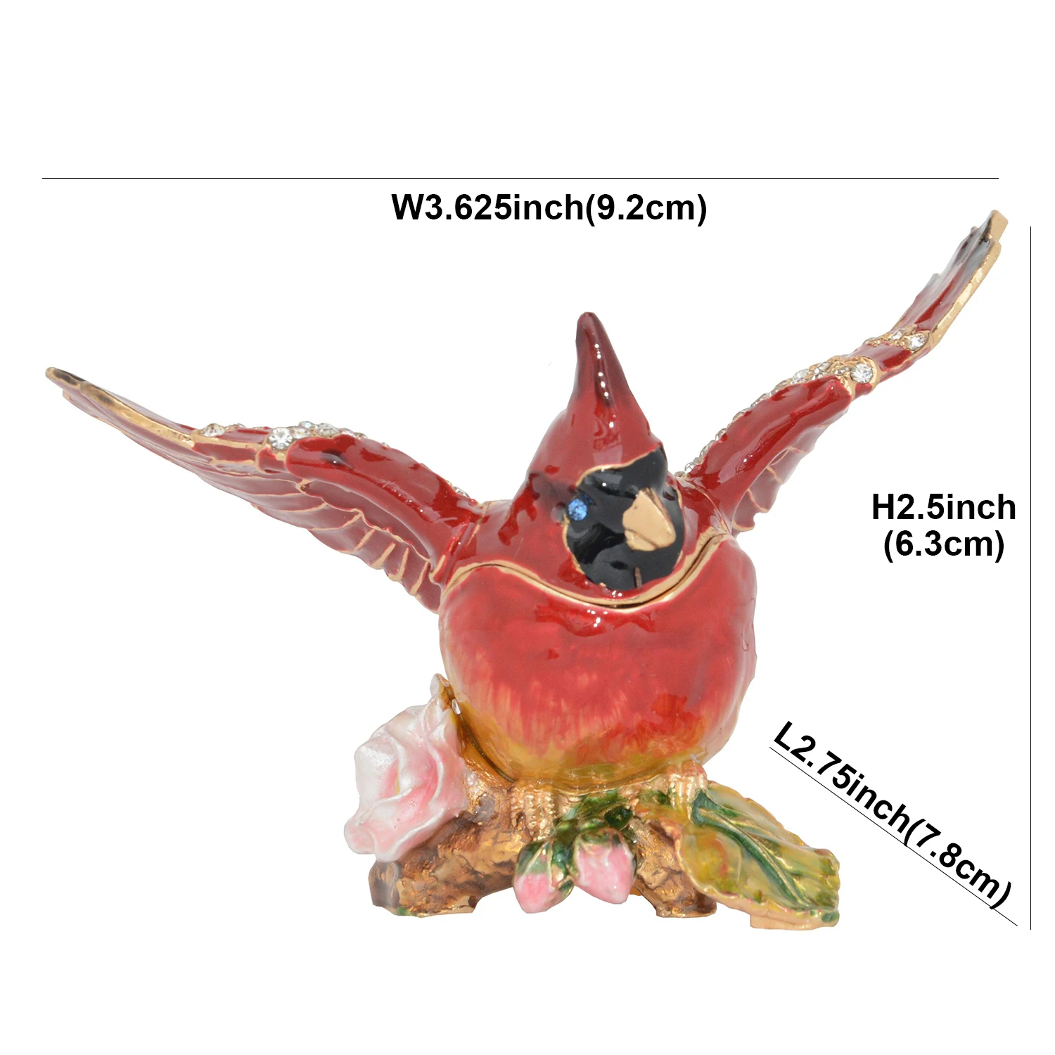 Cardinal Bird Trinket Jewelry Box Bird Figurine Collectible Pewter Crafts Ring Holder Necklace Container Novelty Gifts