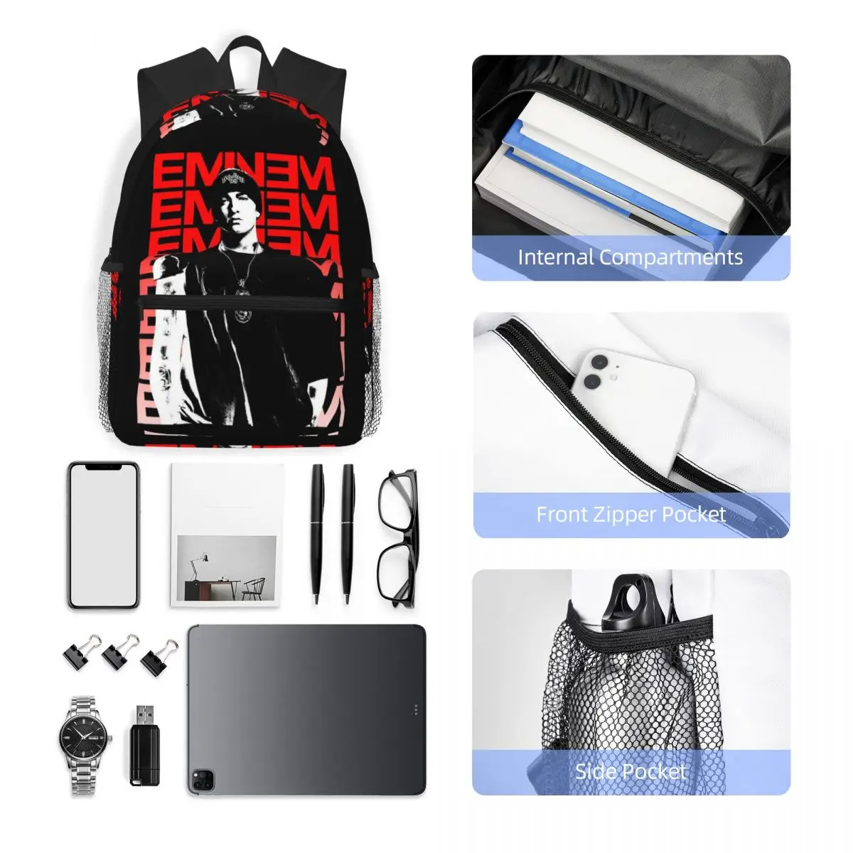 Shady Eminem Kids Student Backpack School Bag Hiking Travel