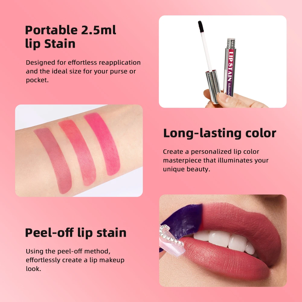 Lakerain Peel Off and Reveal Lip Stain - Long Lasting, Waterproof Pink Lip Tint, Transfer Proof Natural Lip Stain 2