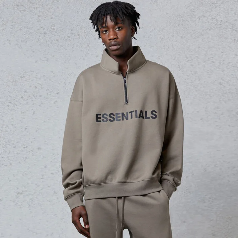 

New Oversized Essentials Half-zip stand collar Sweatshirt High Street Hip hop Loose Casual Streetwear Men Women Hoodie Pullover