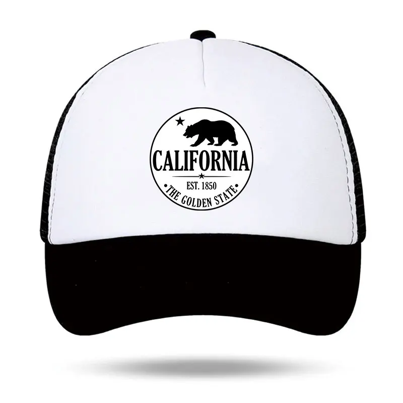 

California Est.1850 Foam Trucker Cap Unisex Adult Daily Mesh Baseball Cap Woman Man Outdoor Sports Snapback Cap Sun Visor Hat