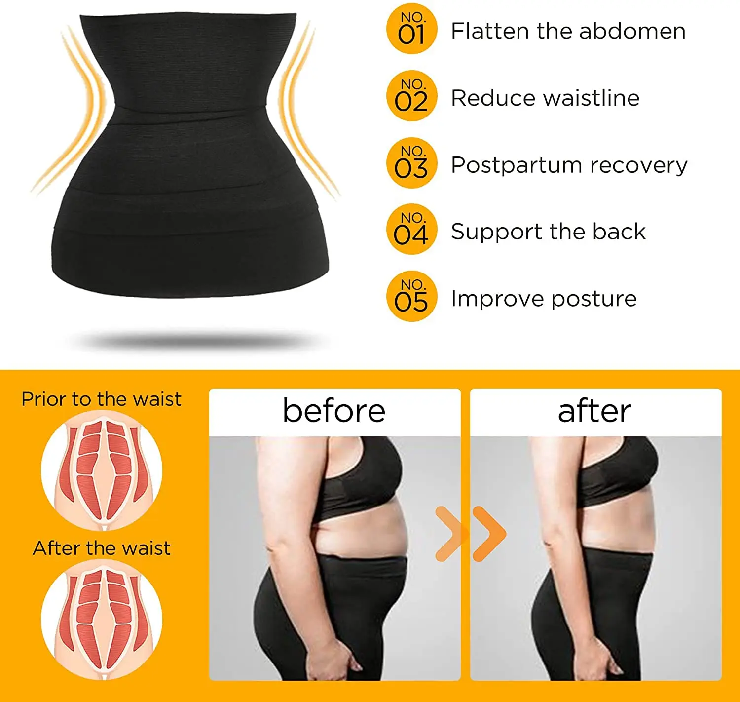 Bandage Wrap Waist Trainer Tape, Ceinture Abdominale Amincissante Pour