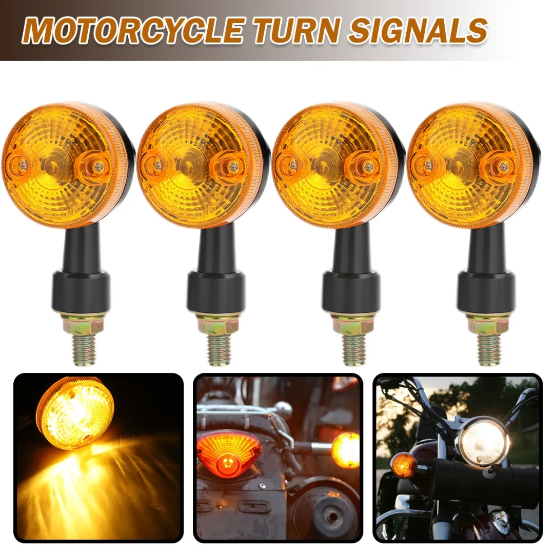 

4X Motorcycle Turn Signals Blinker Lights Black Amber For Yamaha Kawasaki Honda Made of High-quality Steel and ABS Housing