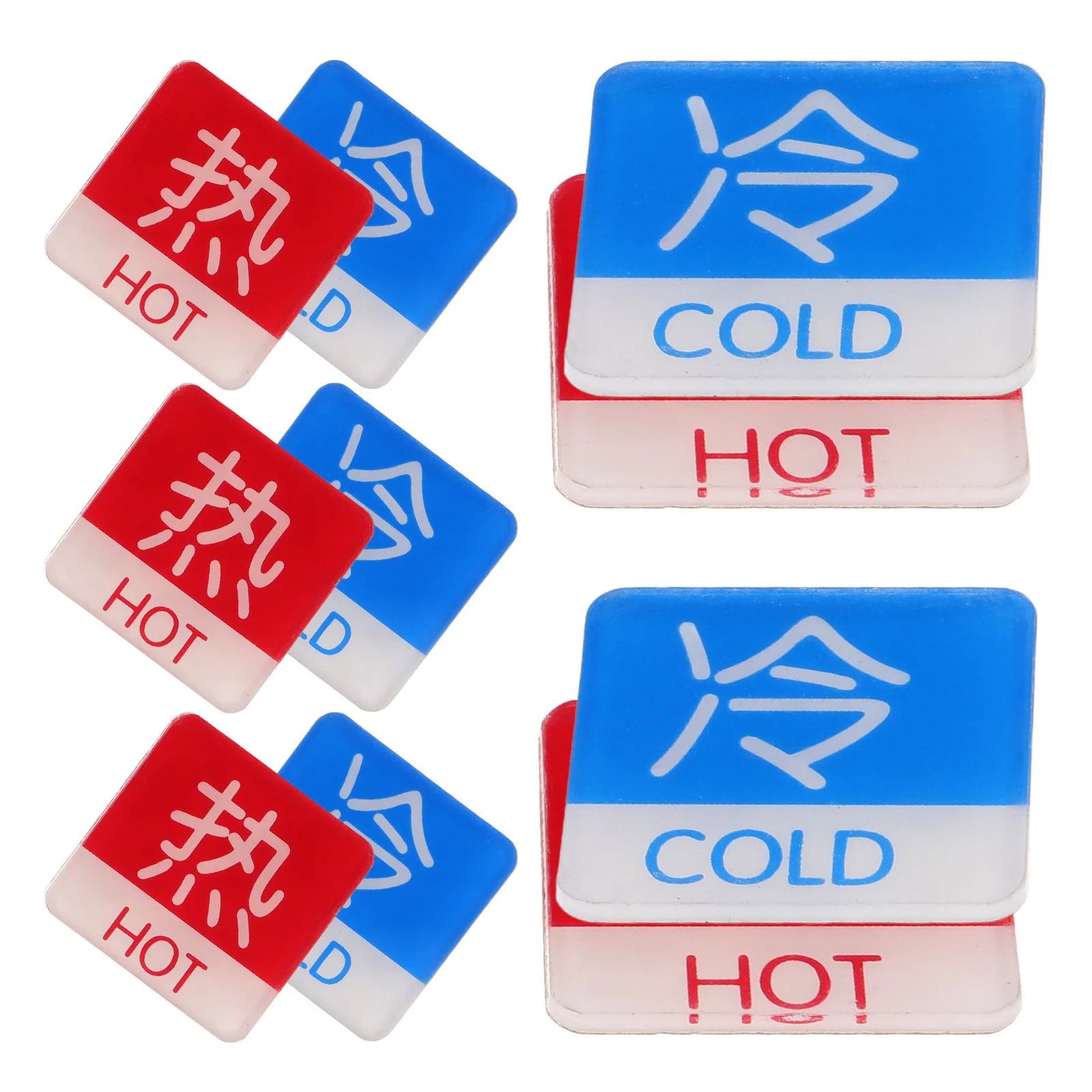 10Pcs Acrylic Hot Cold Water Signs For Bathrooms Hotels Cold Hot Water Labels Shower Sticker Traffic Signal Roadway Safety